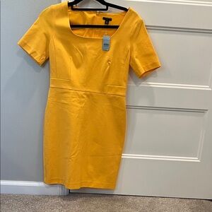 NWT Ann Taylor size 2P Yellow Short Sleeve Dress(denim like fabric)